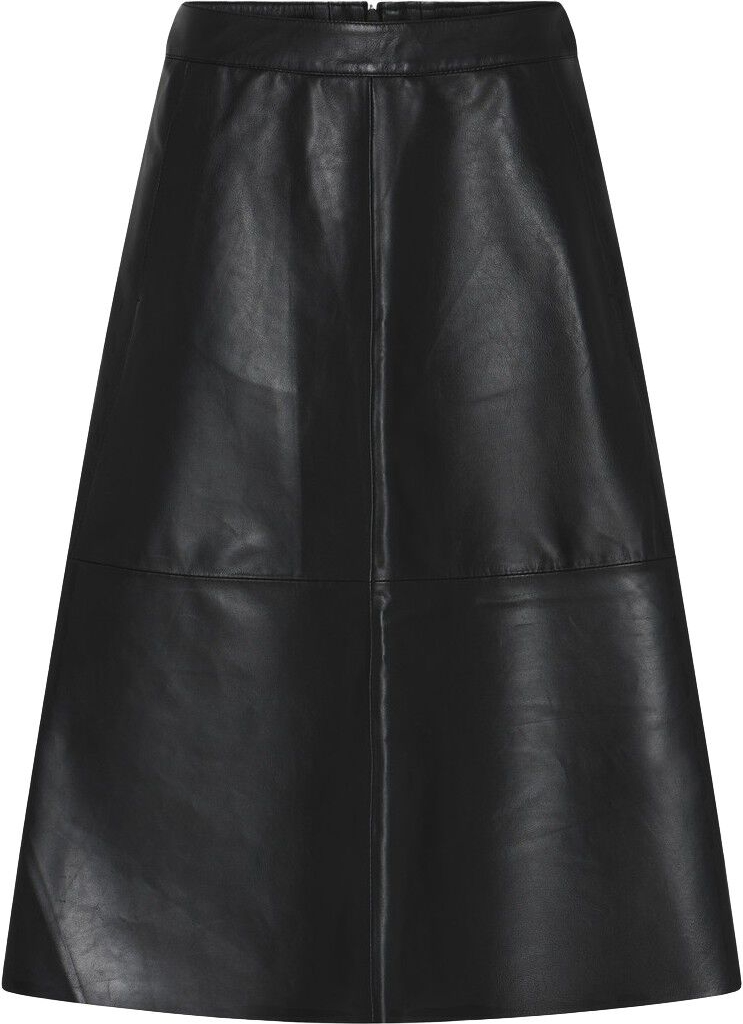 Bruuns Bazaar Softibbireni Leather Skirt Kvinde Black Korte Nederdele Str 34 - Læder hos Magasin