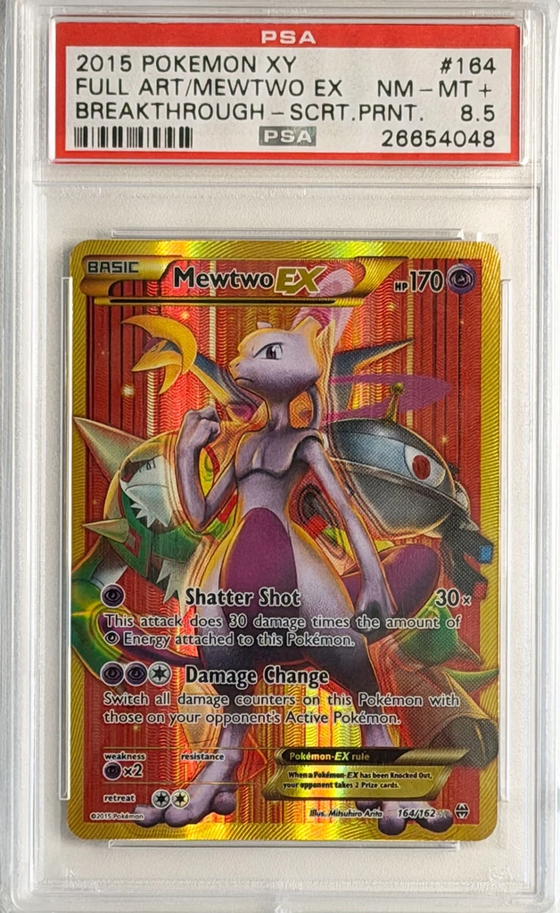 mewtwo ex #164 - breakthrough - psa 8.5
