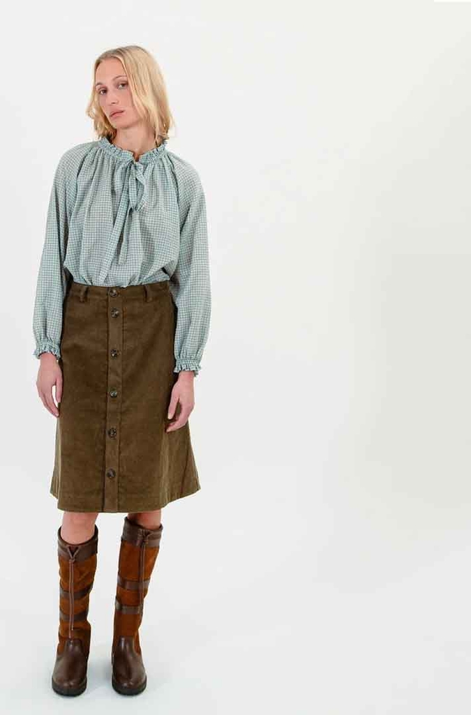 apof beline nederdel - olive grøn fløjl