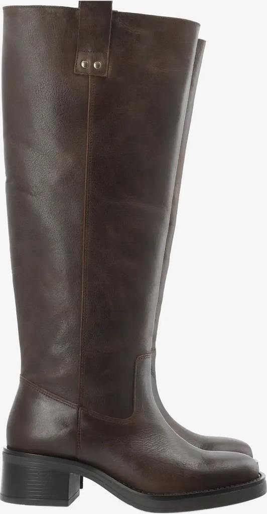 biamary knee high pull on boot pull up leather - langskaftede
