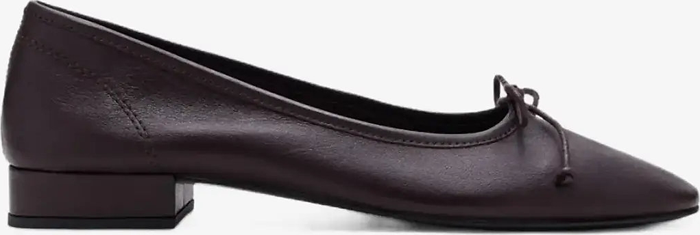 heeled ballet flats with leather bow