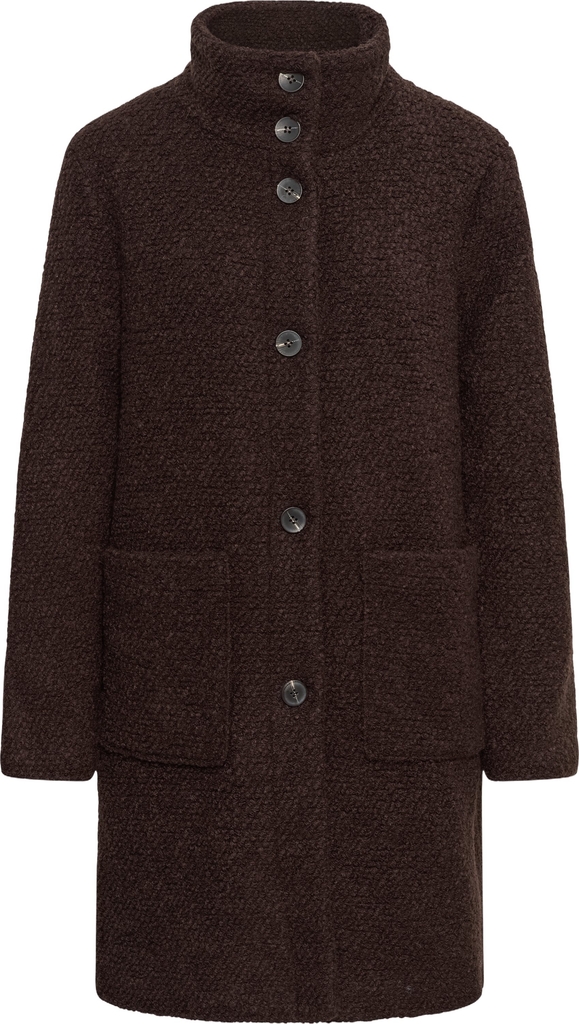 Saint Tropez Ferddysz Wool Coat Kvinde Dark Oak Frakker Loose Fit Str L - hos Magasin