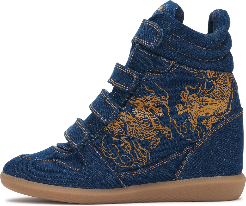 ed hardywomens wedge trainer - crawling dragon - sneakers high - indigo