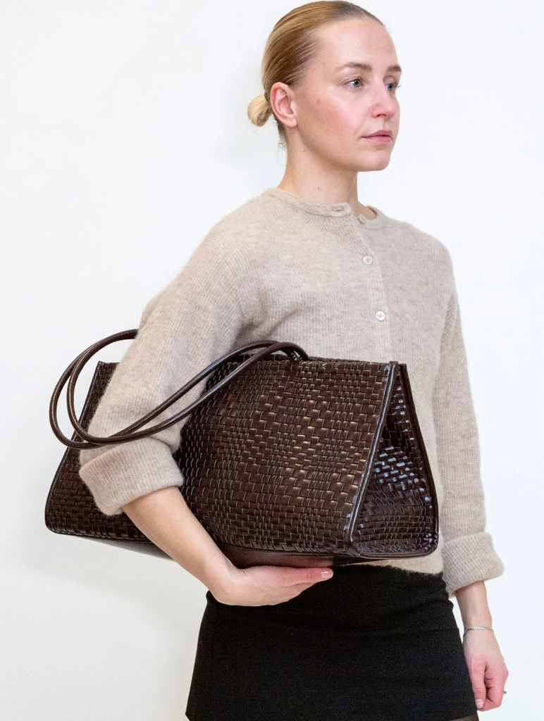 hviskhannah raw structure braided - tote bag - umber brown