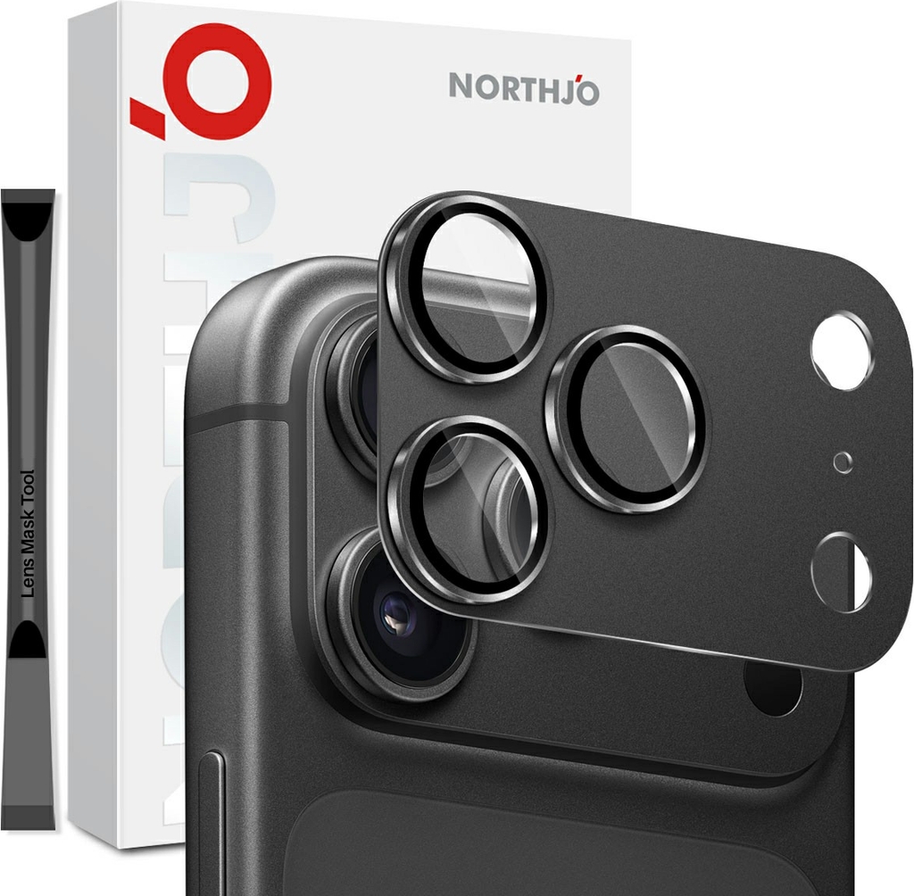iPhone 18 Pro Max NORTHJO Beskyttelsesglas til Kamera - Sort