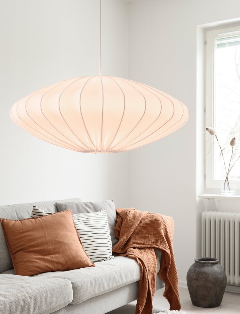 ellipse lampeskærm 65 cm bomuld, hvid
