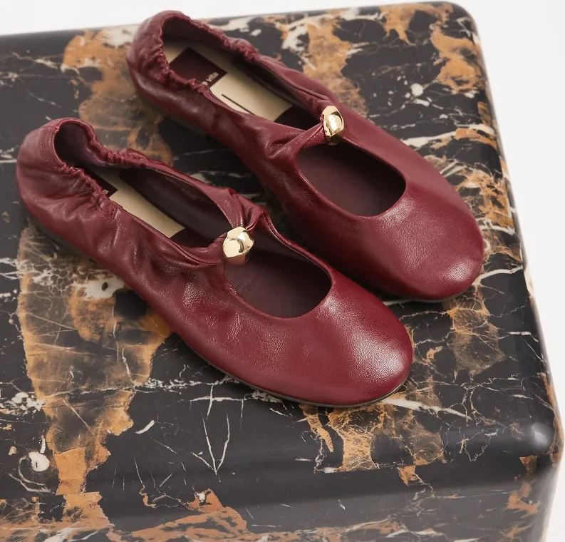 Dolce Vita Cornel Ballet Flats Gold Detail Oxblood - Red
