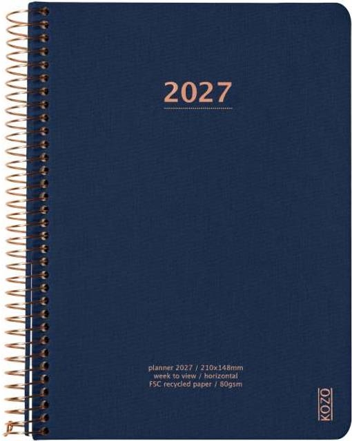 Kozo 2027 Årskalender Med En Uge Pr Side A5 Blå