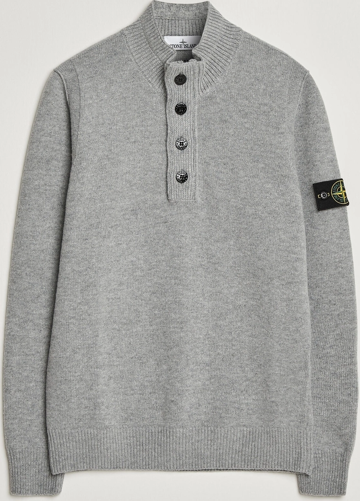 stone island knitted lambswool half button zip grey melange