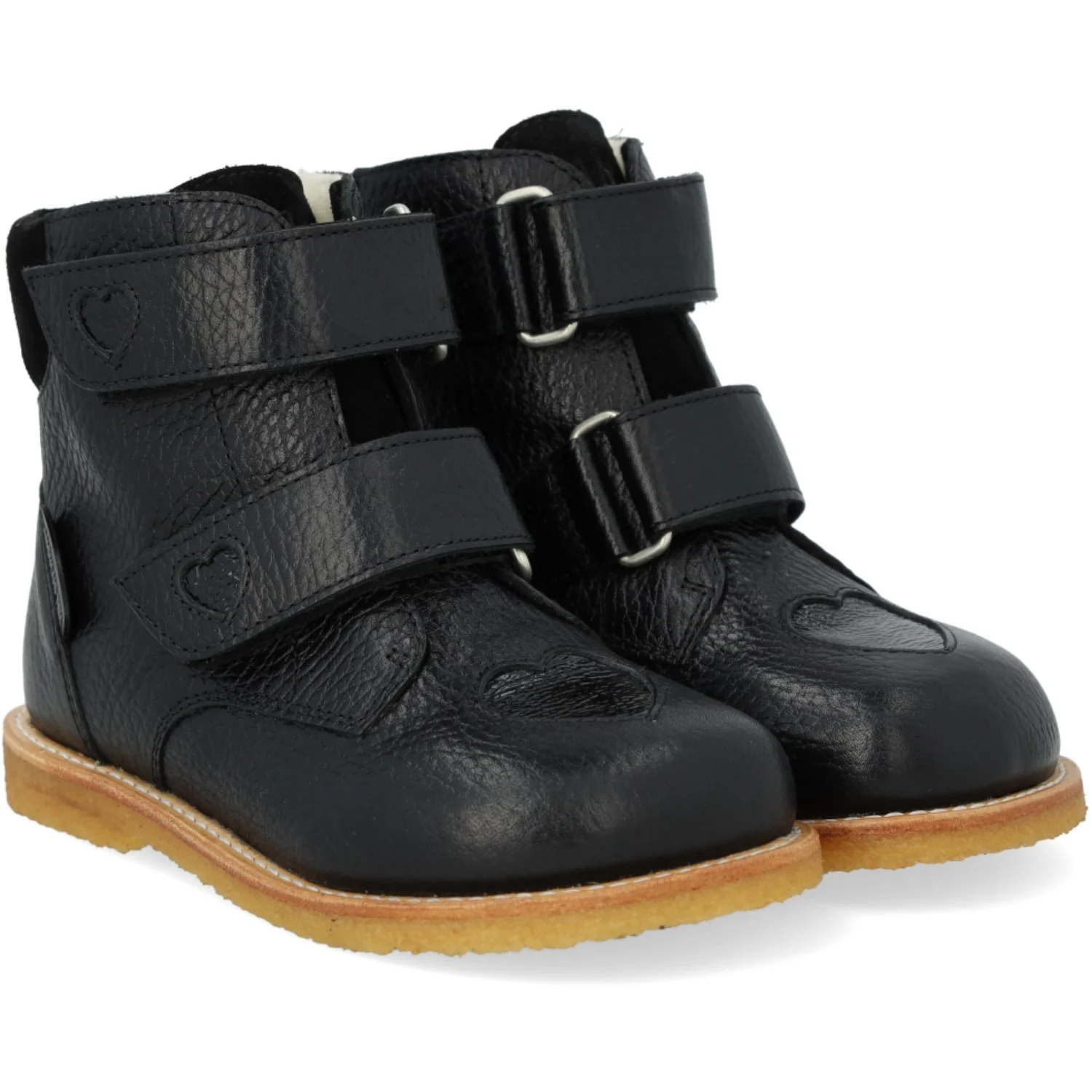 Angulus Black/Black/Black Tex-Vinterstøvler Med Funklende Glitterhjerter Str. 25