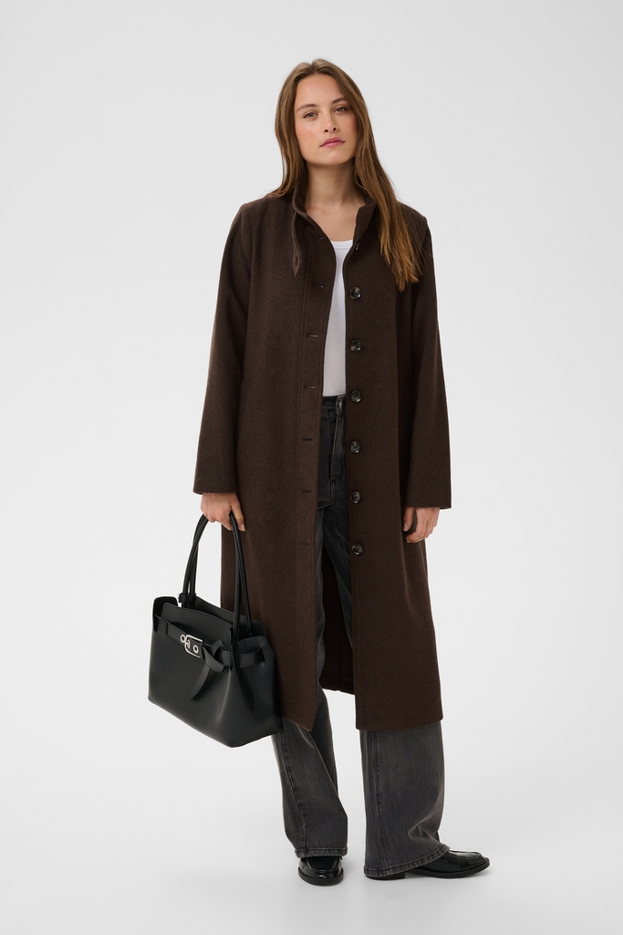 Kaffe Kafanny Button Coat Kvinde Chocolate Brown Frakker Str 42 - hos Magasin
