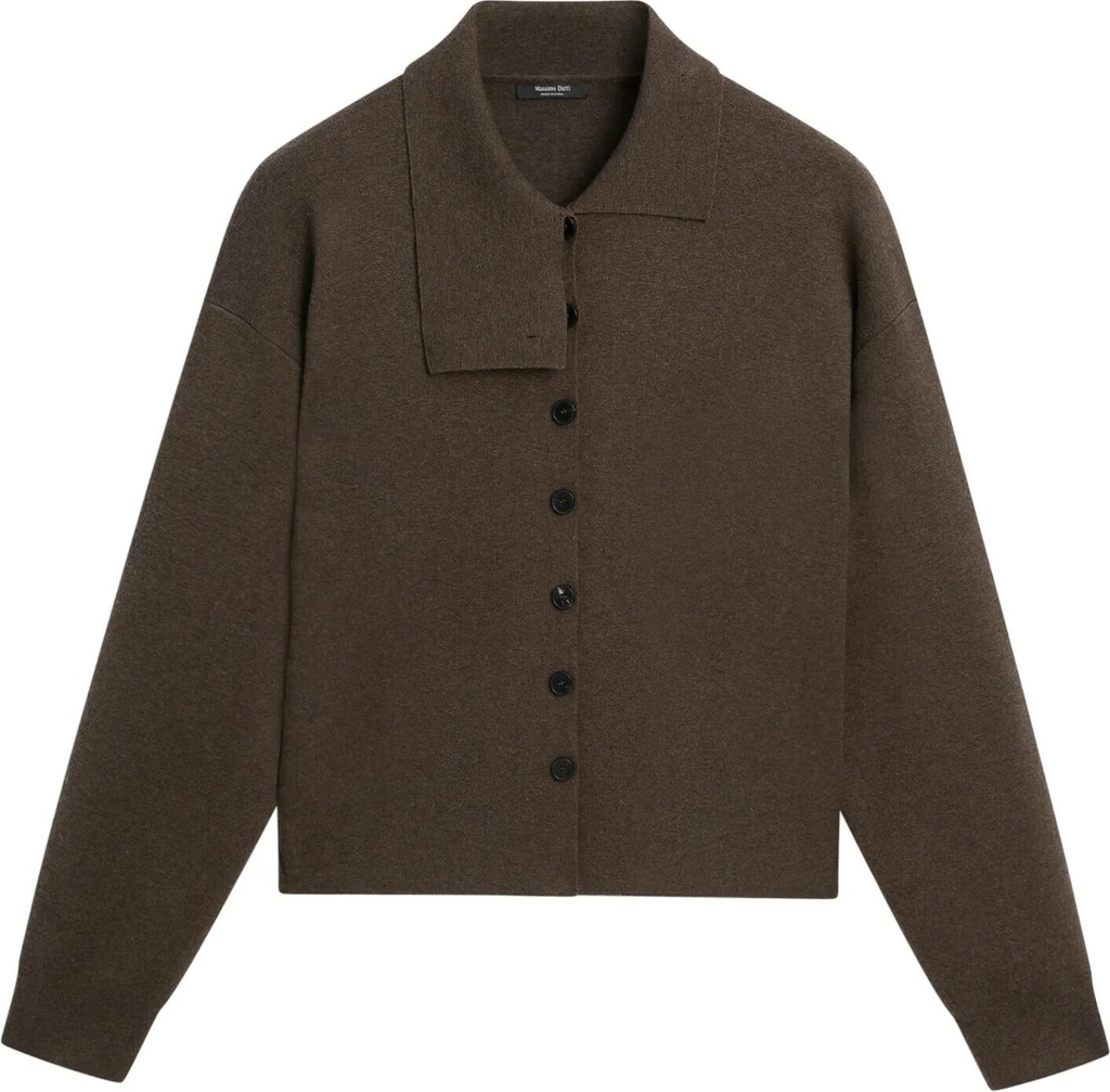 massimo dutticollar detail knit cardigan - cardigan - brown