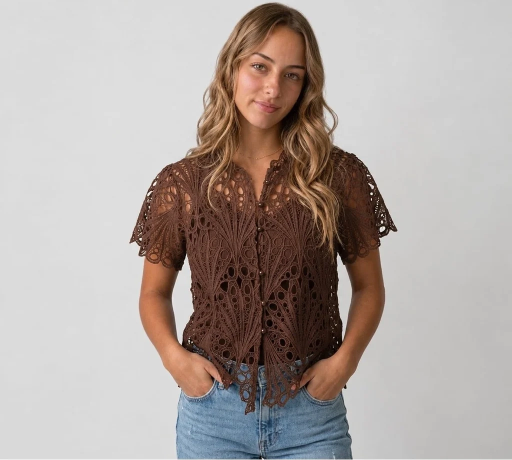 tim & simonsen thyra bluse lace brun onesize