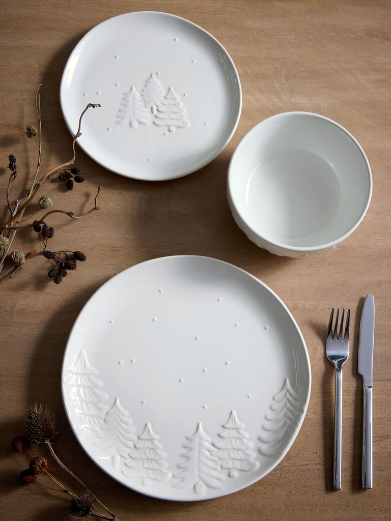 Next 12 Pieces Præget Juletræ Middagssæt