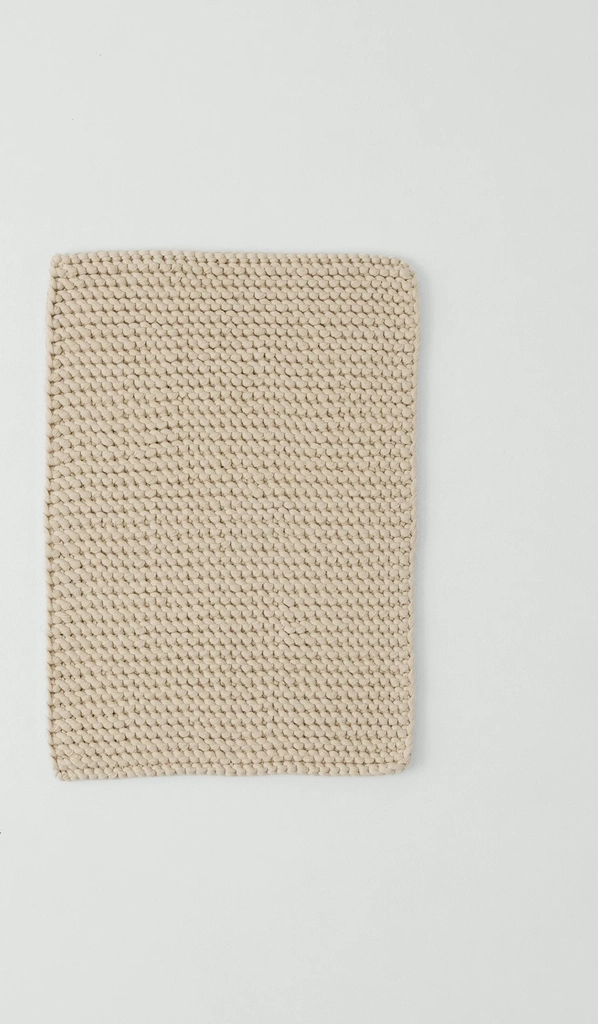 hand knitted cotton bath mat