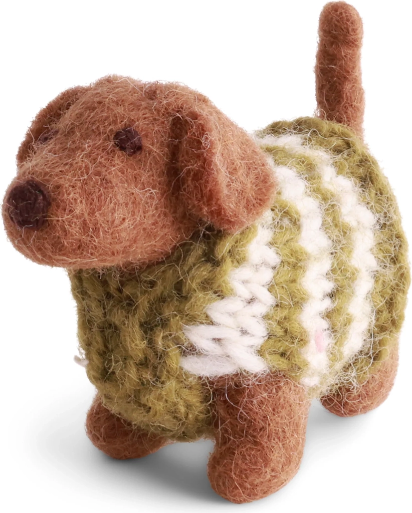 hund - gravhund m. sweater - gry & sif - h:5 l:8 w:3,5 cm