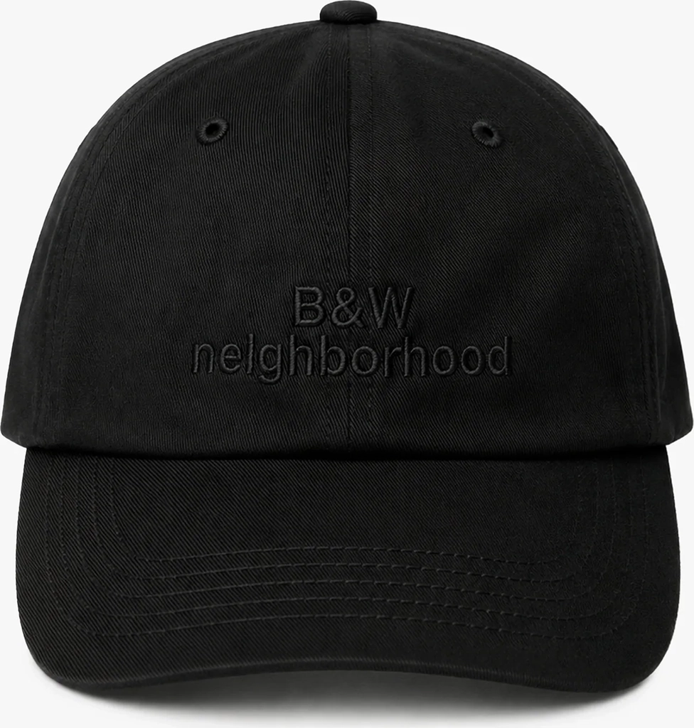 b&w dad cap in black