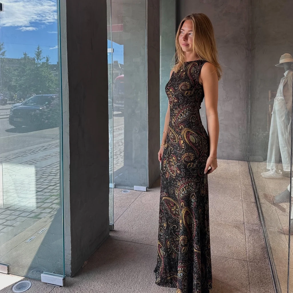 etro ribbed maxi kjole