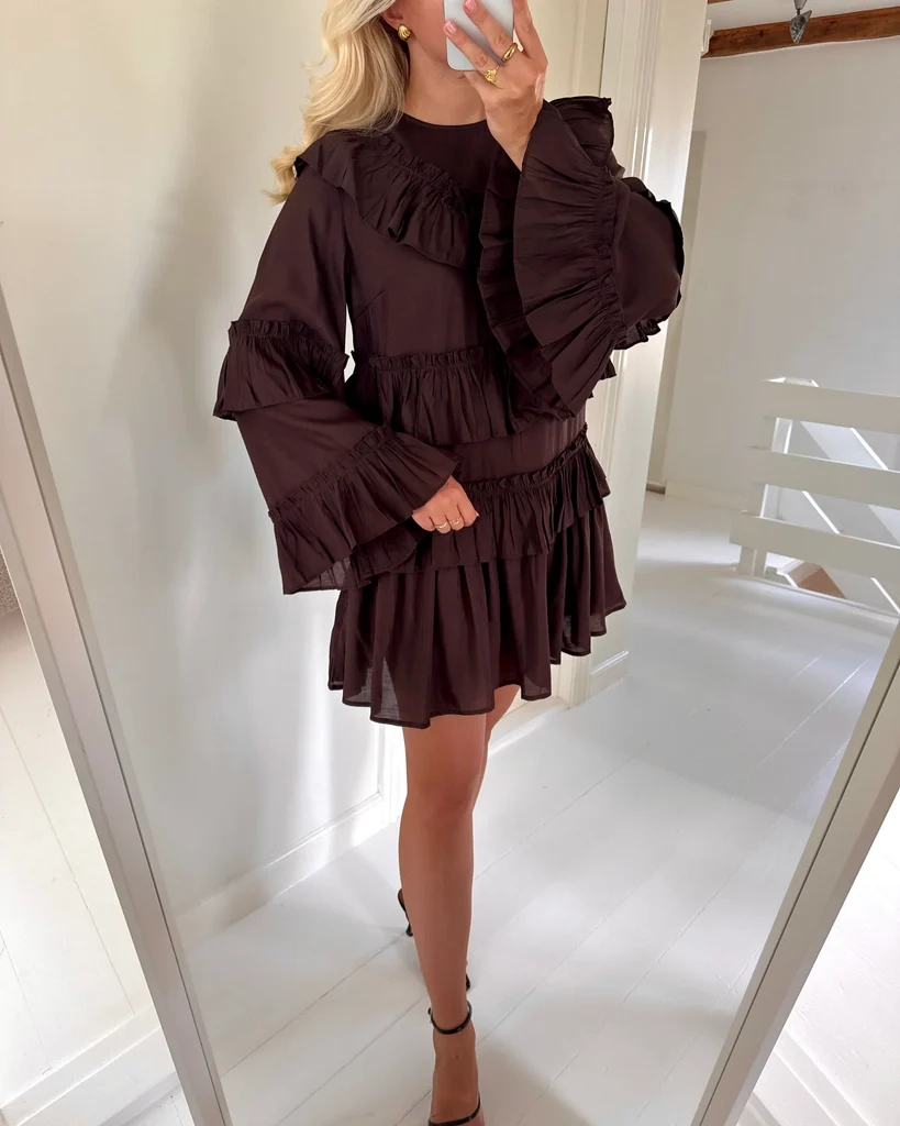 y.a.s kjole rimone 7/8 dress s. coffee bean