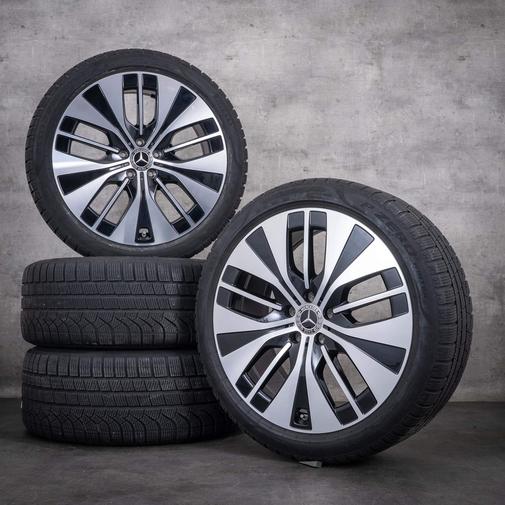 originale mercedes-benz eqe vinterhjul 20 tommer v295 fælge a2954011700, sort, diamond cut