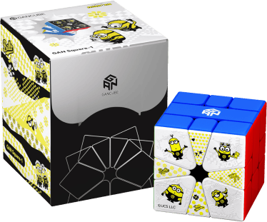 minions x gan sq1 magnetic square-1 matte black/white tops minions theme stickerless