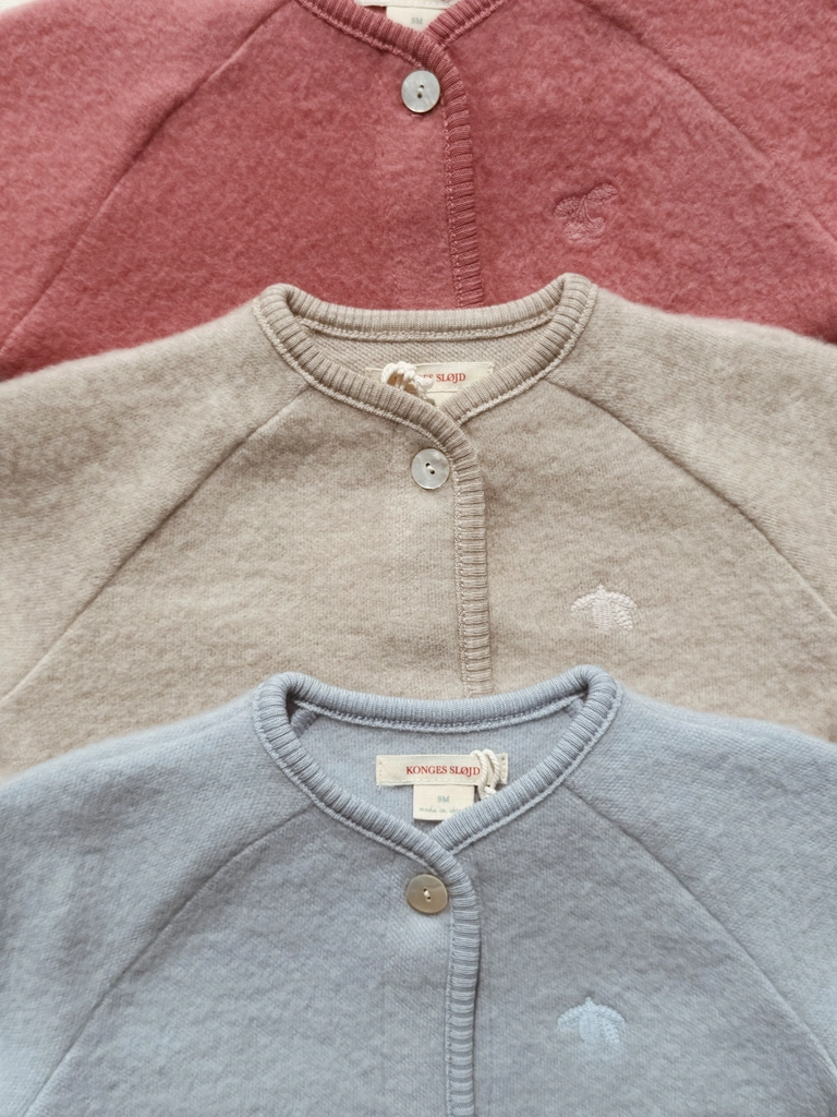saga wool fleece cardigan - blue sky