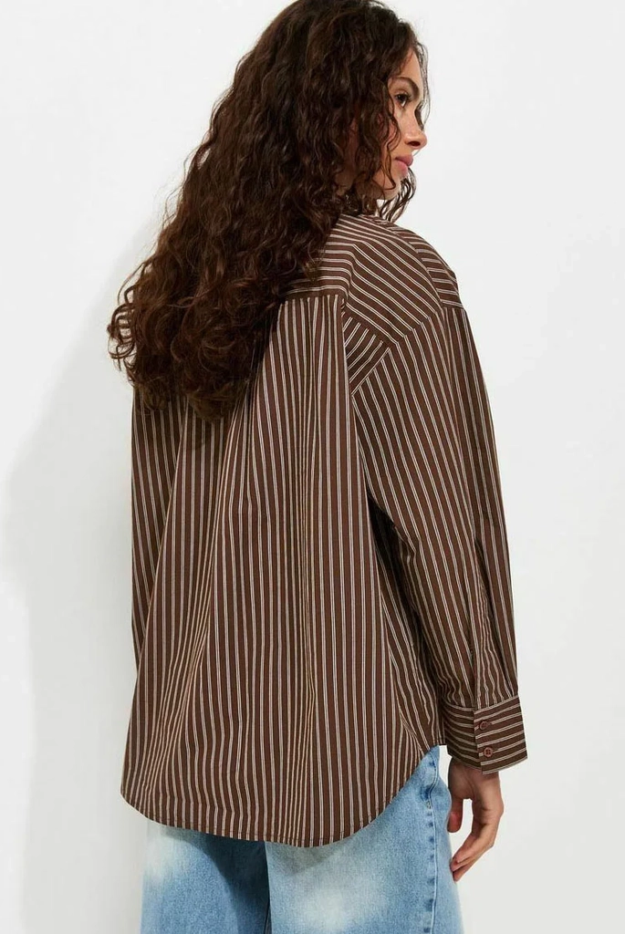striped long sleeve - skjortebluser - brown pattern
