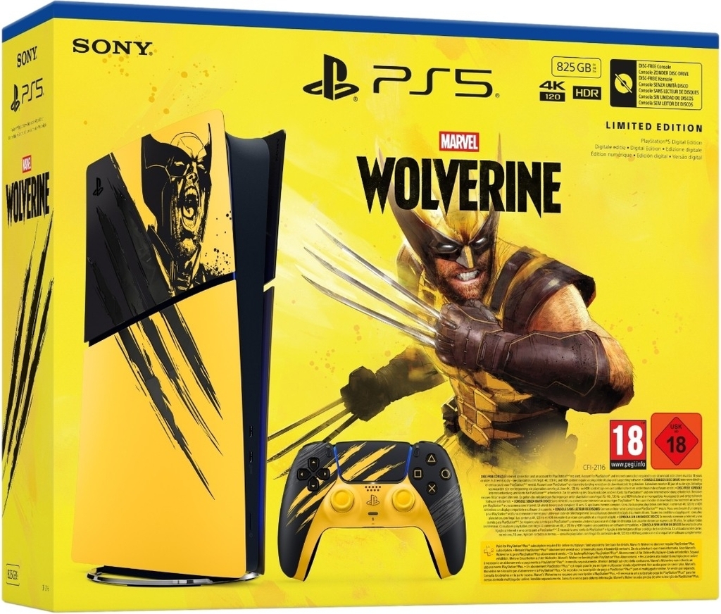 playstation 5 slim digital edition – marvel’s wolverine battle yellow limited edition bundle