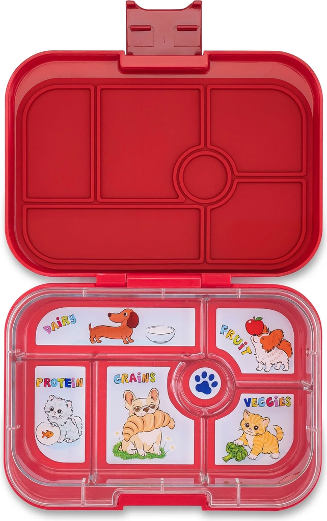 yumbox madkasse - original - 6 rum - wow red/cats and dogs