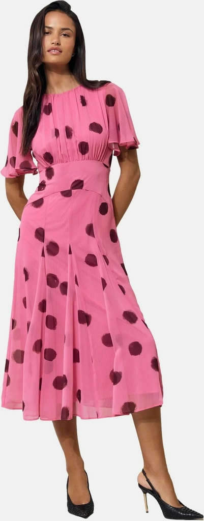 lipsyregular fit - short flutter sleeve midi dress . - hverdagskjole - pink