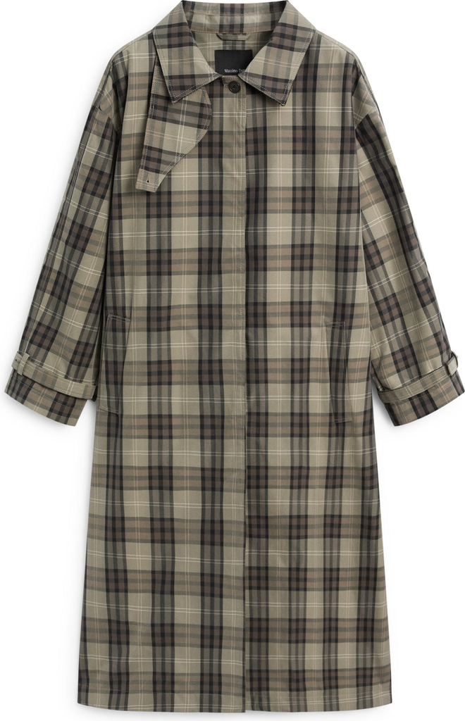 lang, ternet parka-trenchcoat i bomuldsblanding