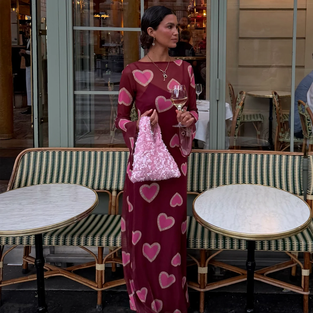 burgundy heart aria dress