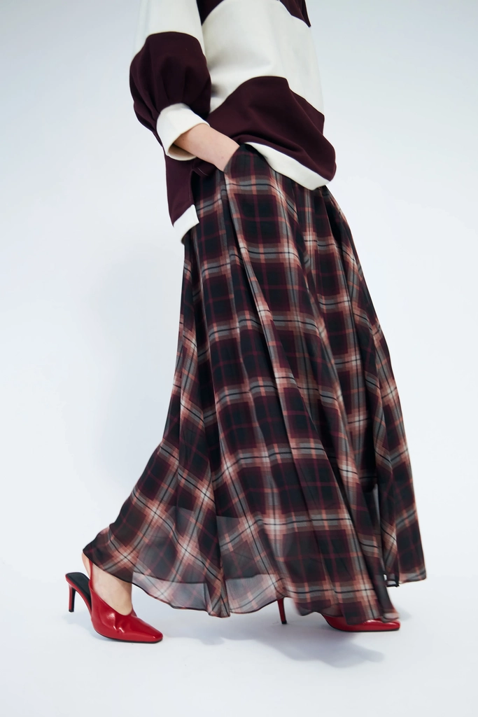 odellecras skirt - bordeaux check