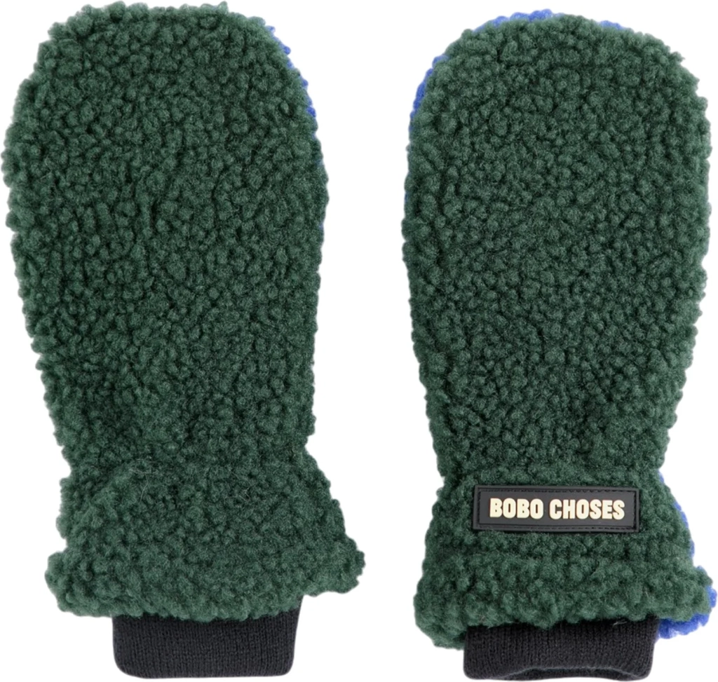 Bobo Choses Dark Green Farve Block Sheepskin Vanter