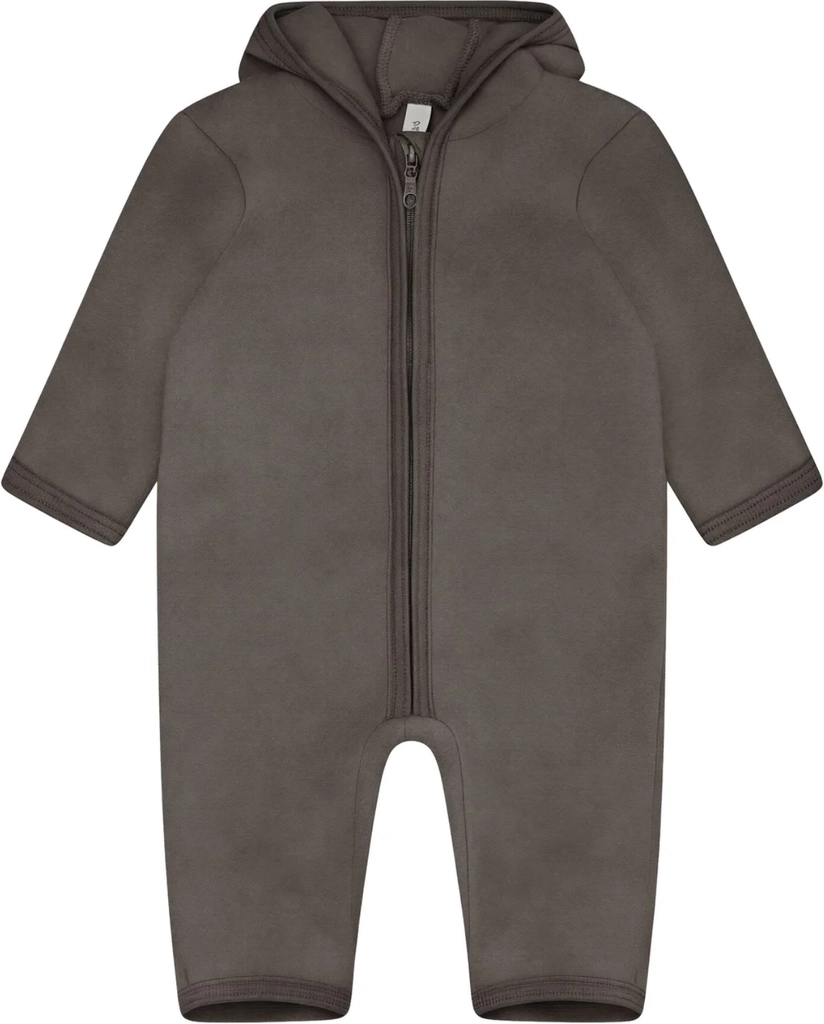 Huttelihut Brown Melange Køredragt Ears Bomuld Fleece Str. 62