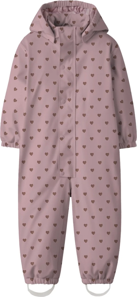 Lil' Atelier Nmfladry10 PAD Snowsuit AOP FO LIL Str 98 - Zephyr/hearts Overtøj Gummi hos Magasin