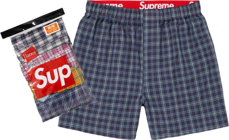 supreme x hanes plaid boxers (4 pack)