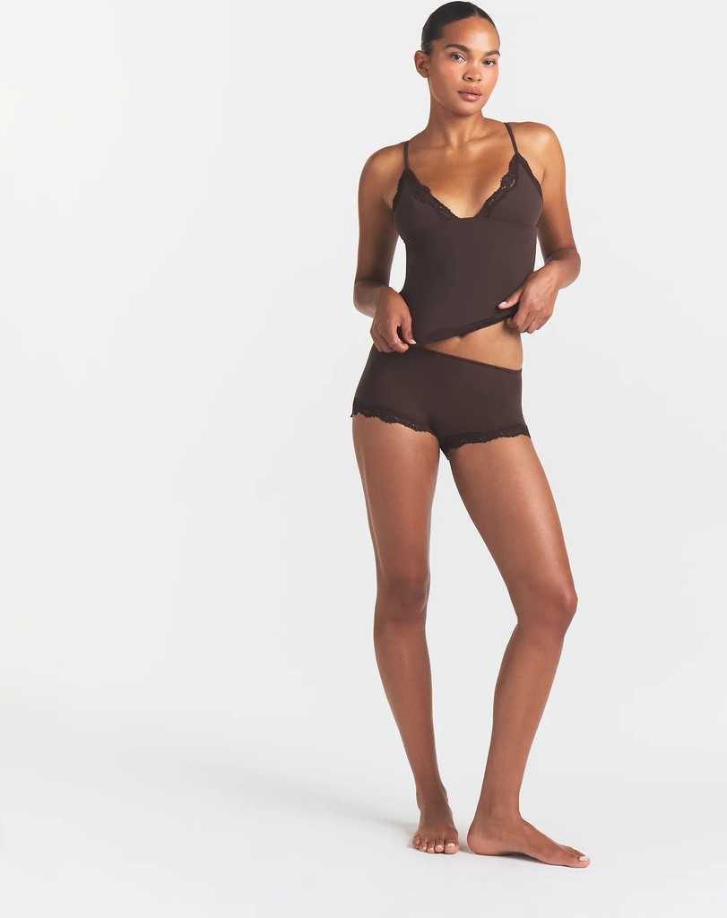 SKIMS Triangle Cami Top And Boy Short Set - Deep Neutral