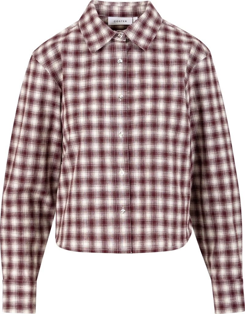 klassisk skjorte - tern - creme/ bordeaux check