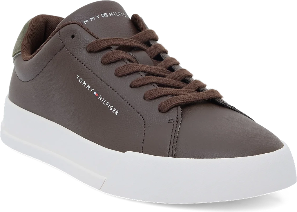 leather mix court sneakers