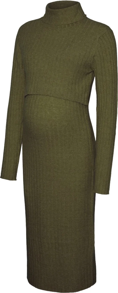 Mamalicious Winter Moss Melange Mlsuniva June Ls Strik Midi Kjole - Mama