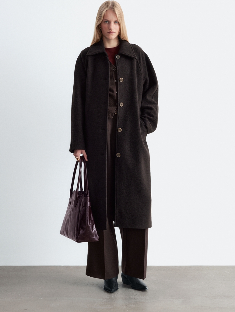 bouclé wool car coat