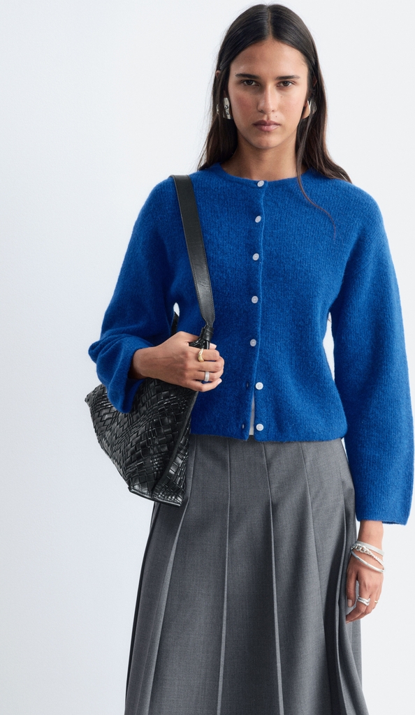 & Other Stories Alpaca-Blend Knitted Cardigan Blue
