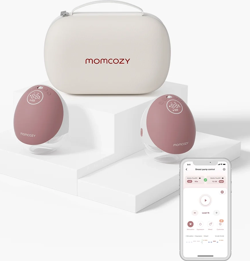 Momcozy M9 Bærbar Dobbelt Brystpumpe - Red