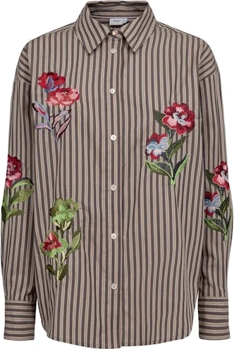 nümph - nukacey embroidery shirt - deep taupe 44