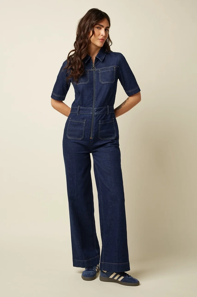 king louie - mira jumpsuit onyx denim - deep blue