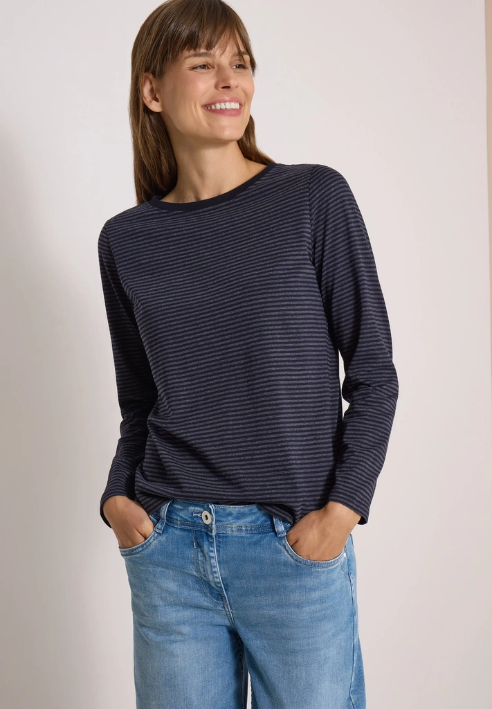 cecillangarm shirt mit boat neck und streifen - langærmet t-shirt - urban dark blue