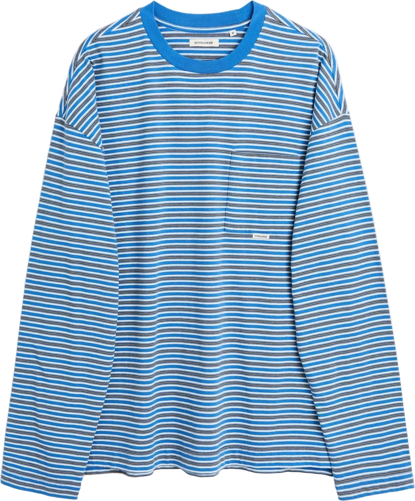 stripe ls pocket tee blue