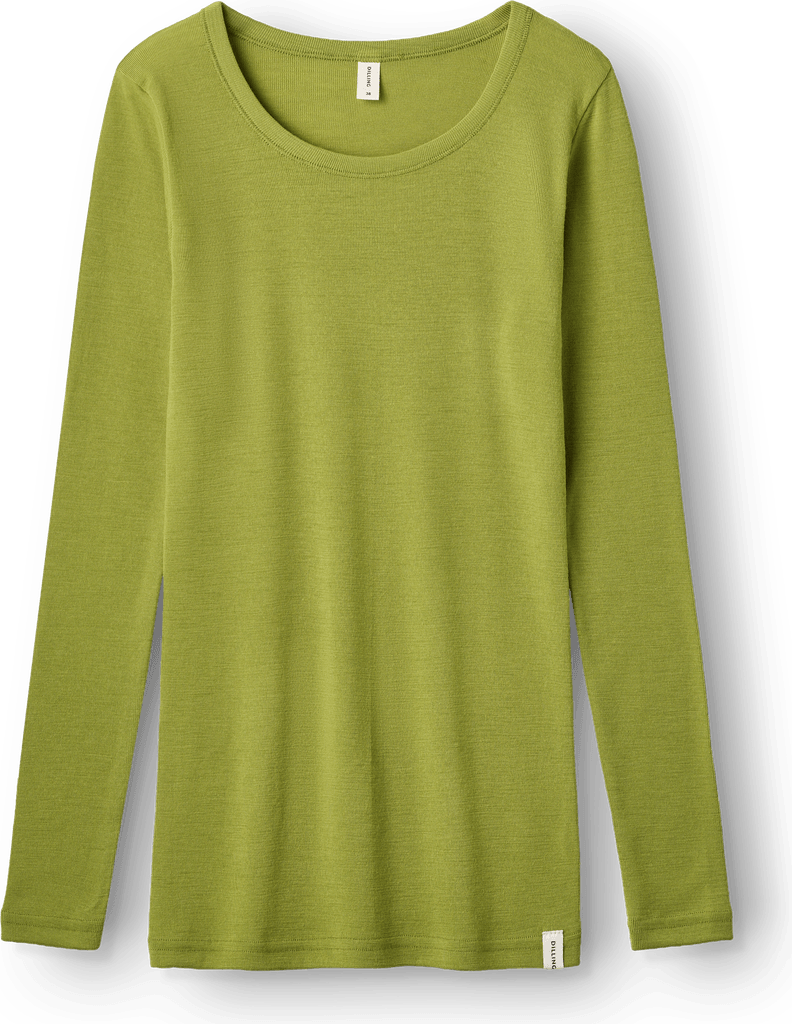 dame bluse med rund hals merinould - glatstrik