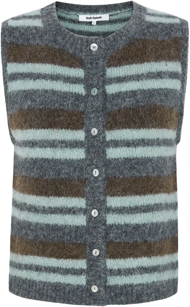 Soft Rebels Srcamilla Vest Striped Knit - PURITAN - XS